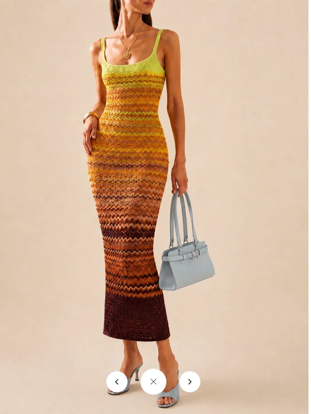 NWT Commense Gradient Chevron Knit Midi Dress Sz S